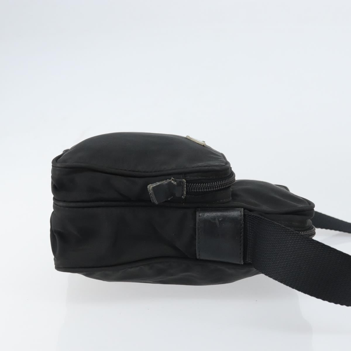 PRADA Shoulder Bag Nylon Silver Black Auth ep12328