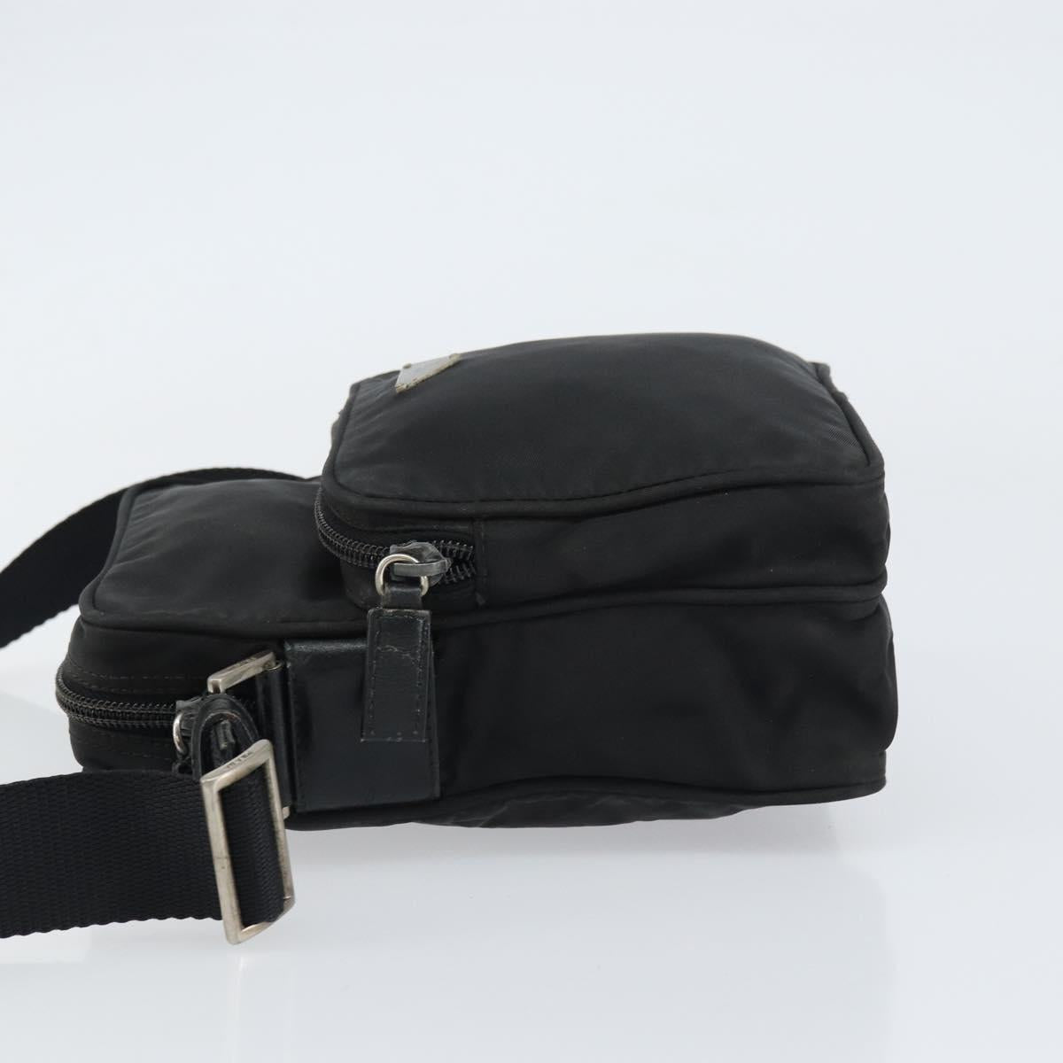 PRADA Shoulder Bag Nylon Silver Black Auth ep12328