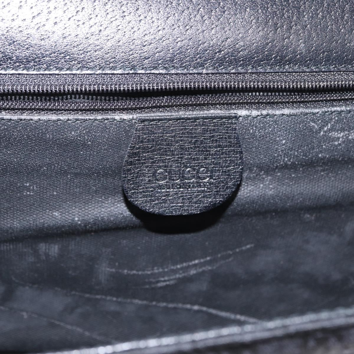 GUCCI Shoulder Bag Leather Canvas Black Gold 004 115 0289 Auth ep12335
