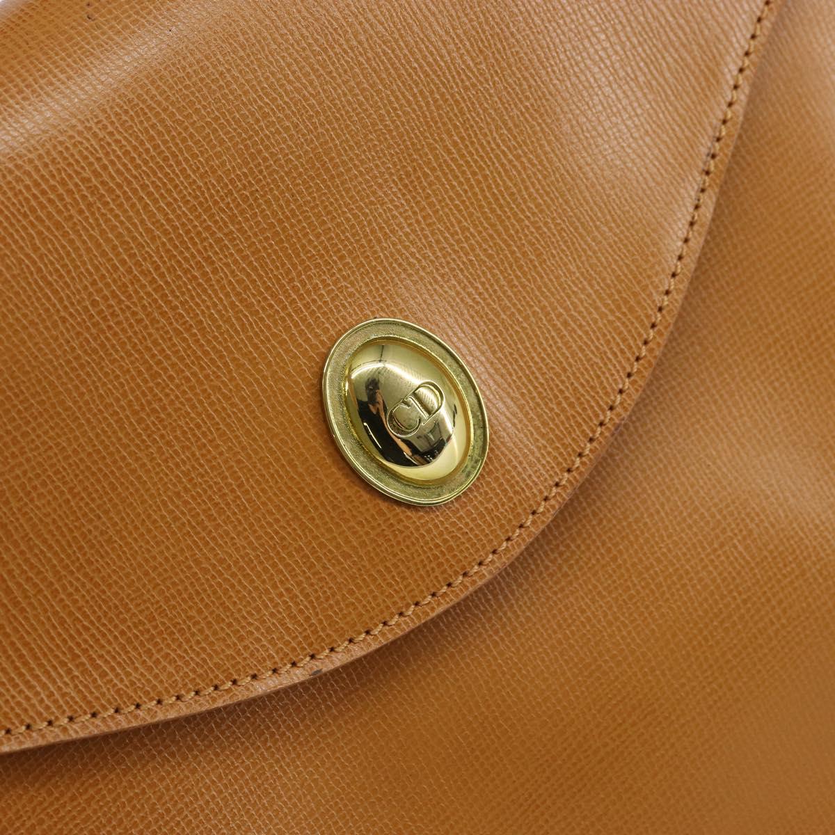 Christian Dior Hand Bag Leather Brown Gold Auth ep12336