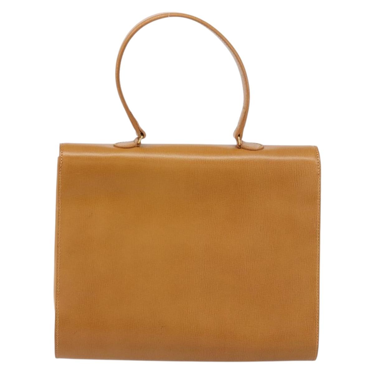 Christian Dior Hand Bag Leather Brown Gold Auth ep12336