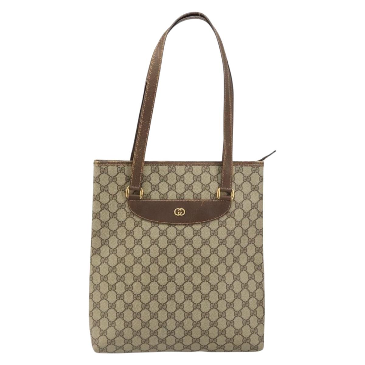 GUCCI GG Supreme Tote Bag PVC Beige Gold Auth ep12338