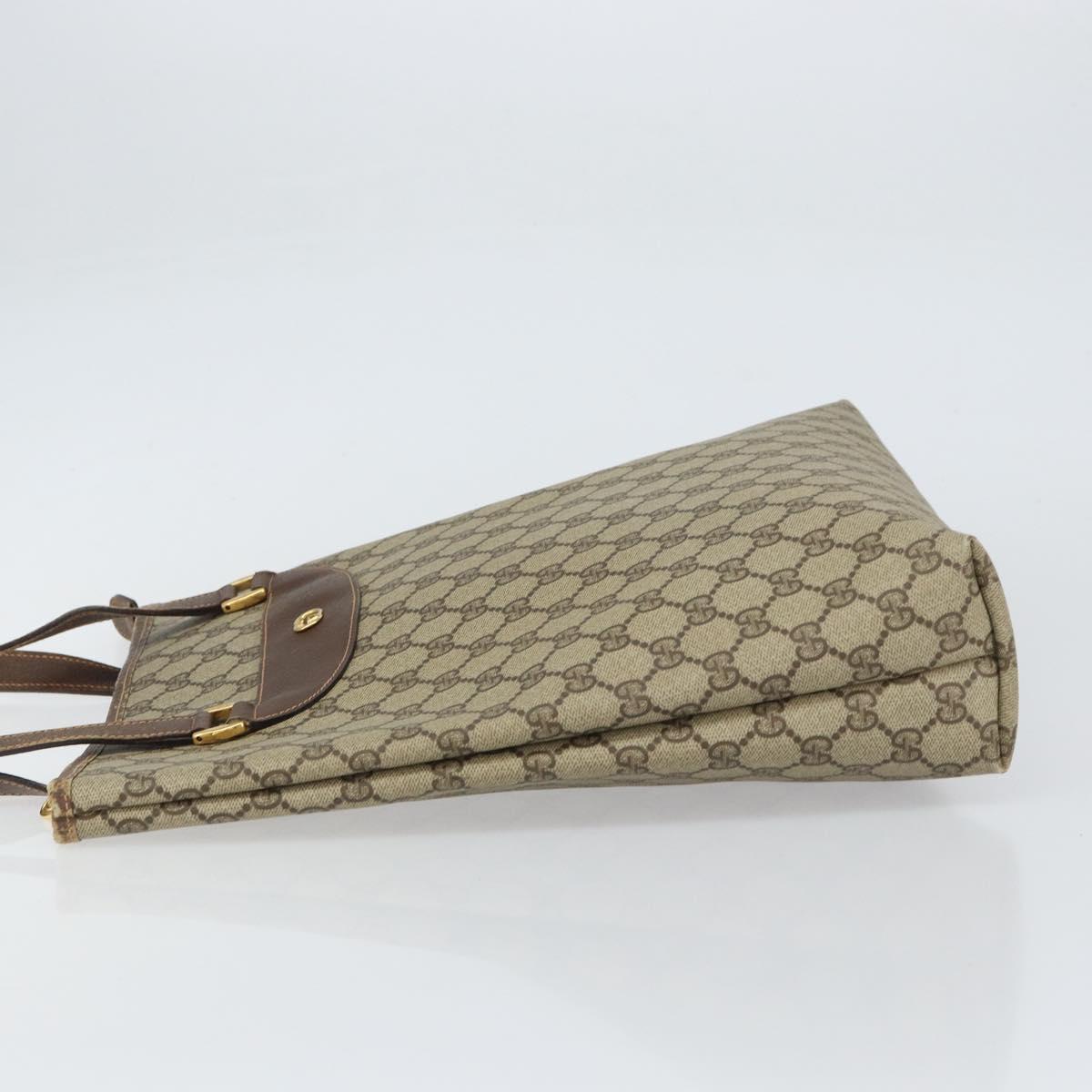 GUCCI GG Supreme Tote Bag PVC Beige Gold Auth ep12338