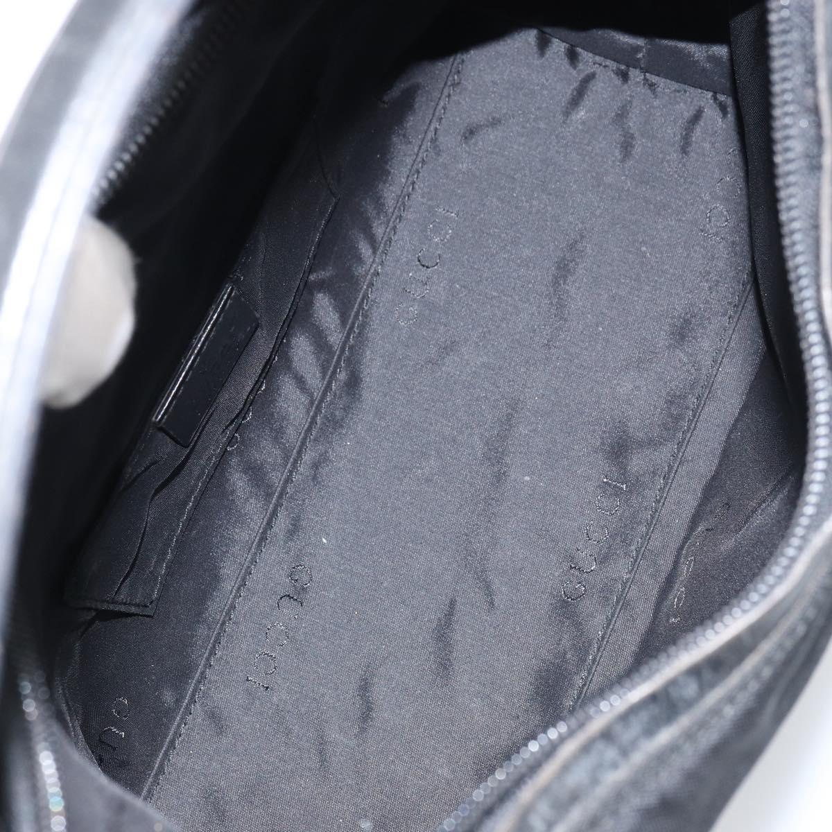 GUCCI Hand Bag Nylon Enamel Black Silver 000 0602 3754 Auth ep12353