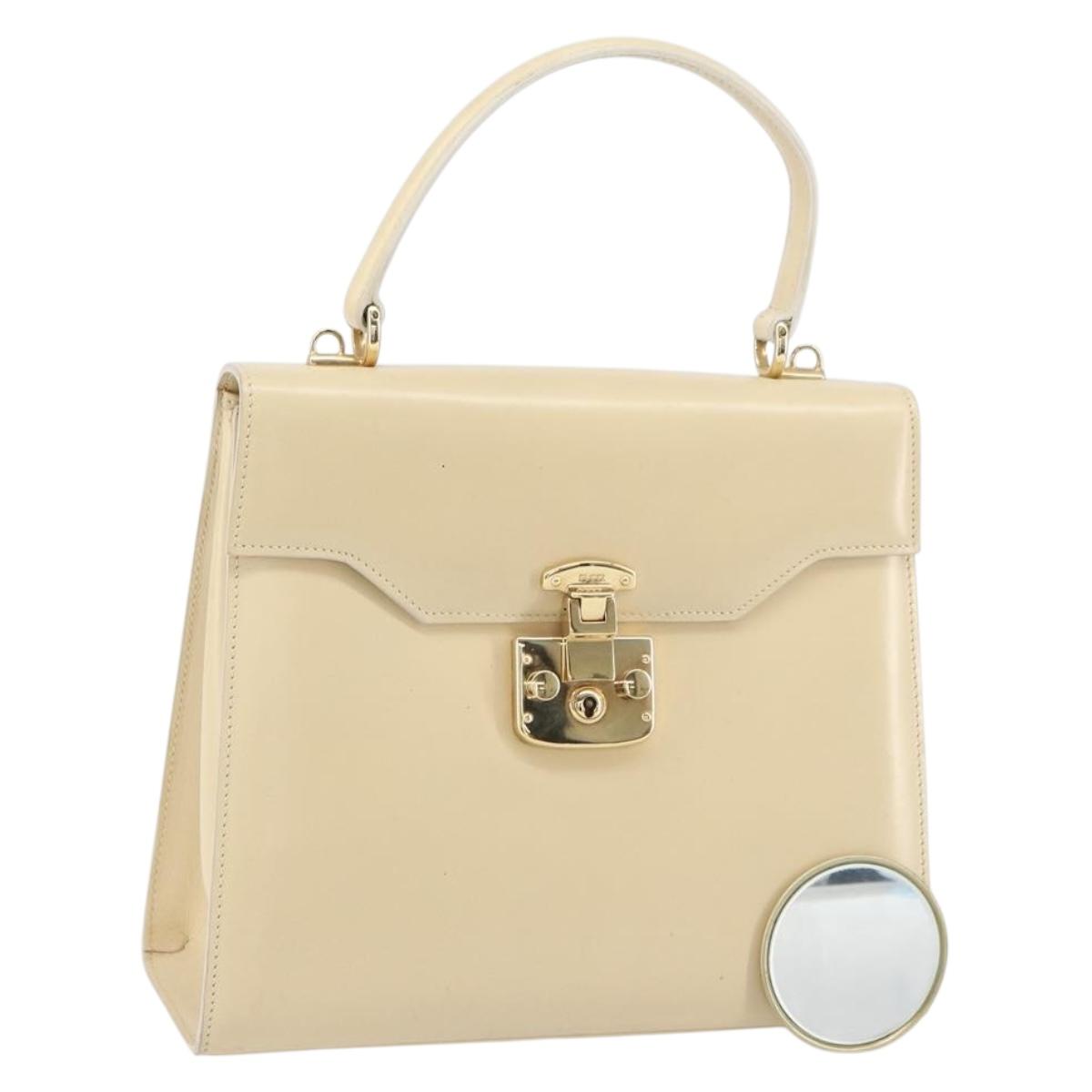 GUCCI Hand Bag Leather Beige Gold 000 2026 0258 Auth ep12356
