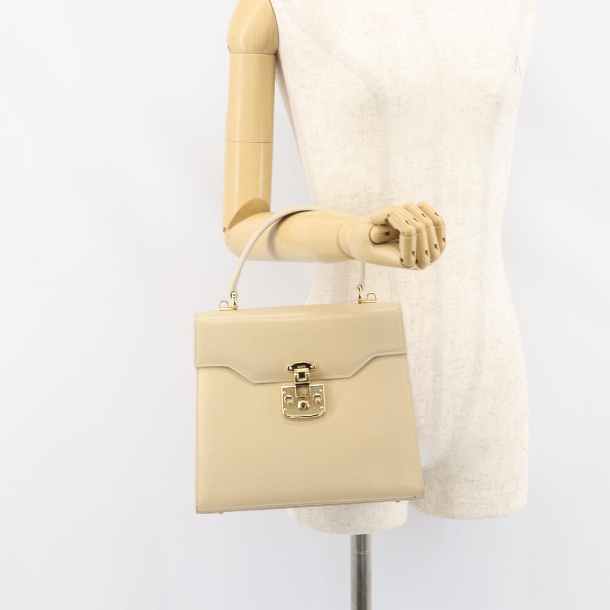 GUCCI Hand Bag Leather Beige Gold 000 2026 0258 Auth ep12356