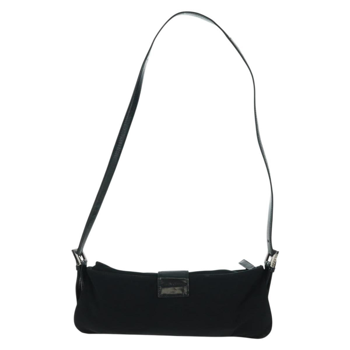 FENDI Mamma Baguette Shoulder Bag Nylon Black Silver Auth ep12368