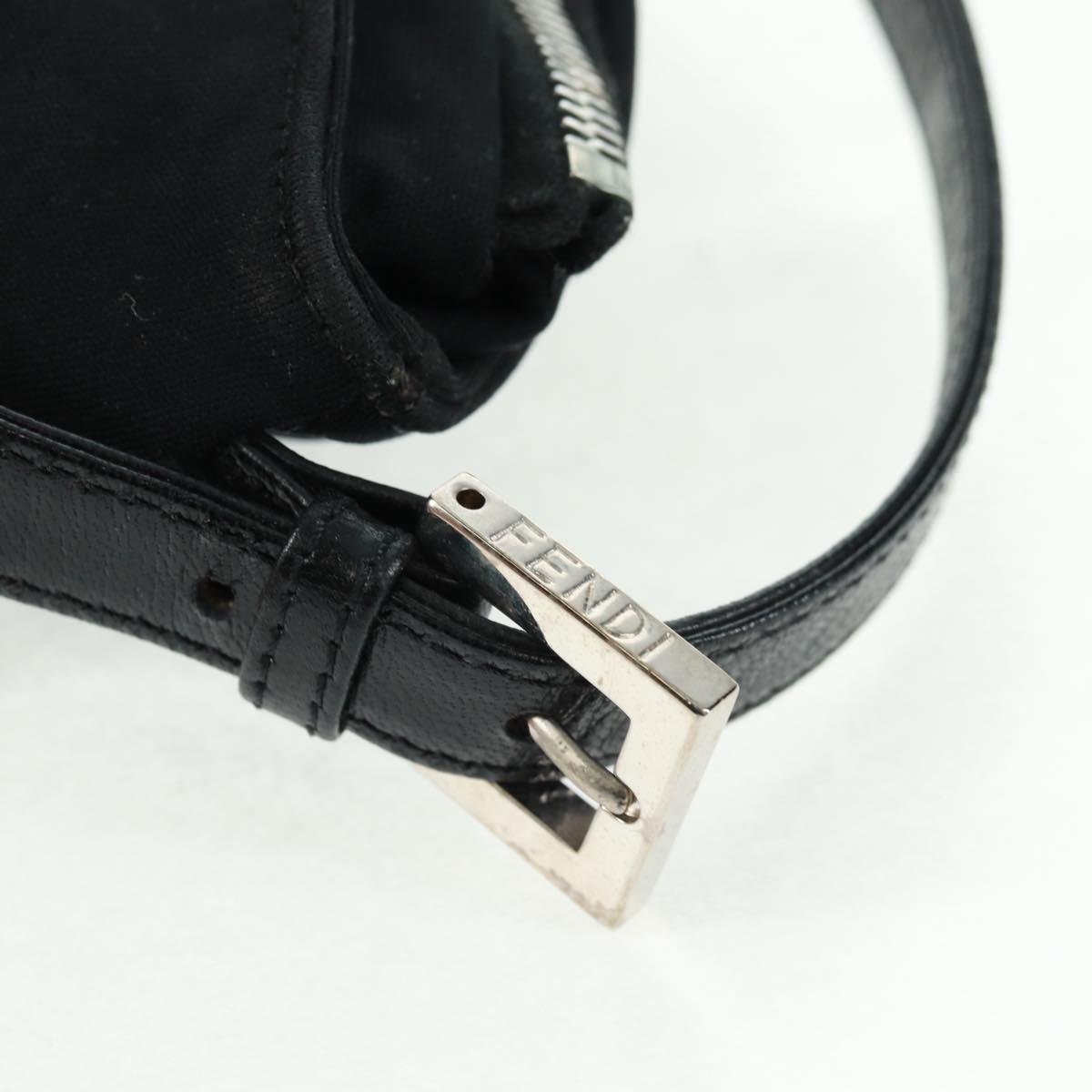 FENDI Mamma Baguette Shoulder Bag Nylon Black Silver Auth ep12368