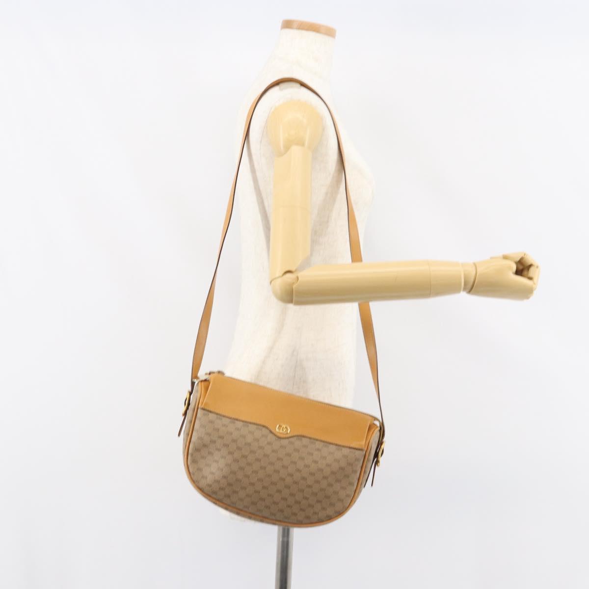 GUCCI Micro GG Supreme Shoulder Bag PVC Beige Gold 001 115 4001 Auth ep12369