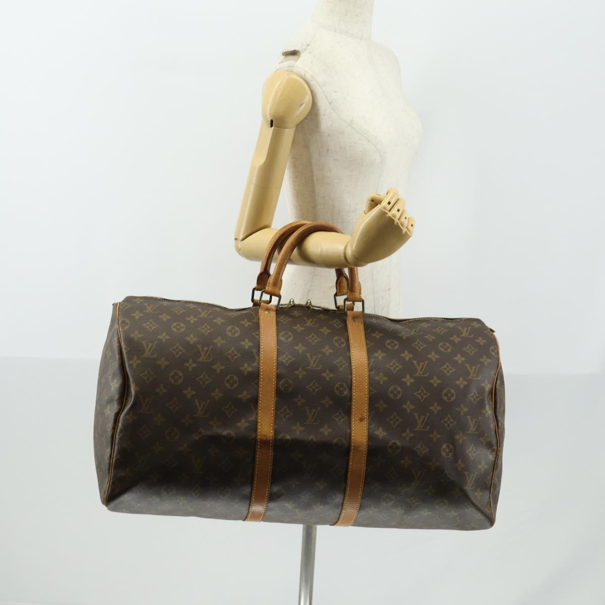 LOUIS VUITTON Monogram Keepall 55 Boston Bag M41424 LV Auth ep12372