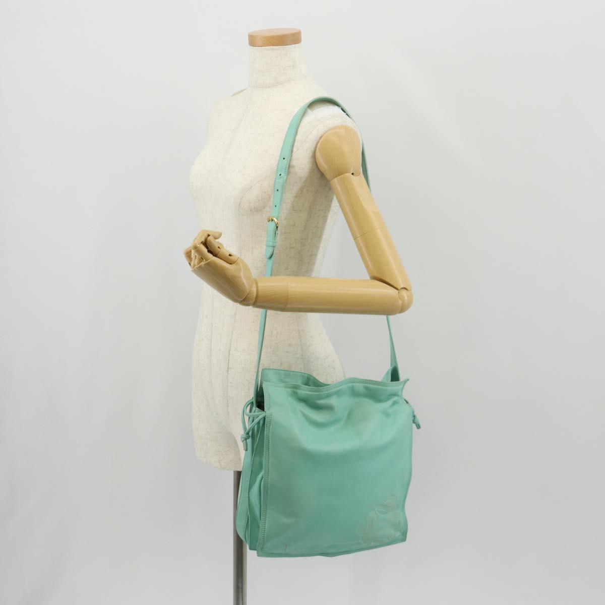 LOEWE Anagram Shoulder Bag Leather Peppermint Auth ep12375