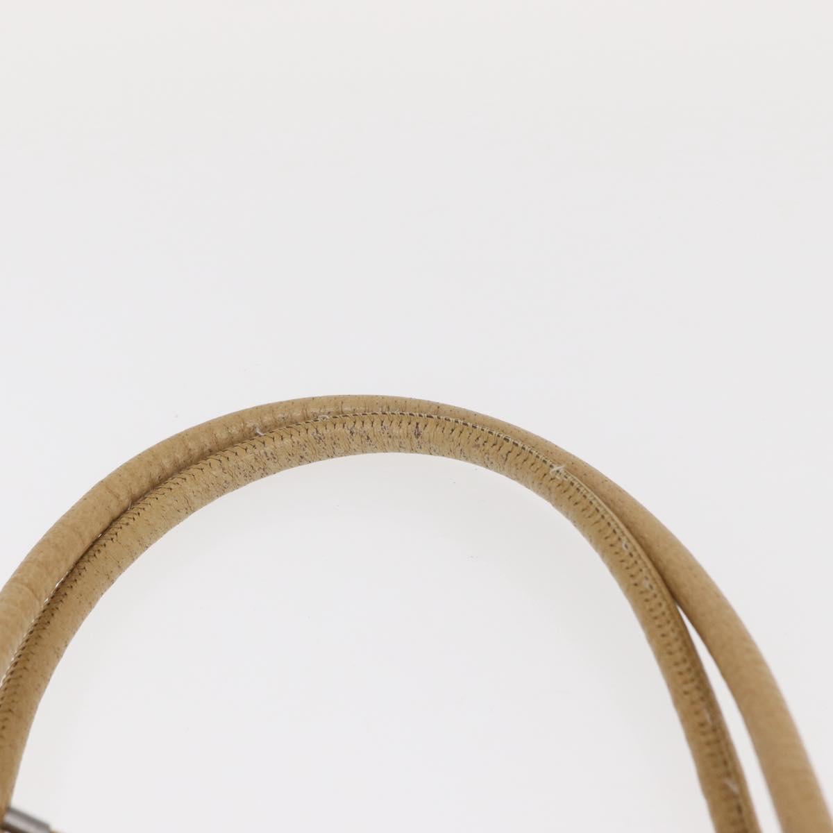 GUCCI Hand Bag Leather Beige Silver Auth ep12377