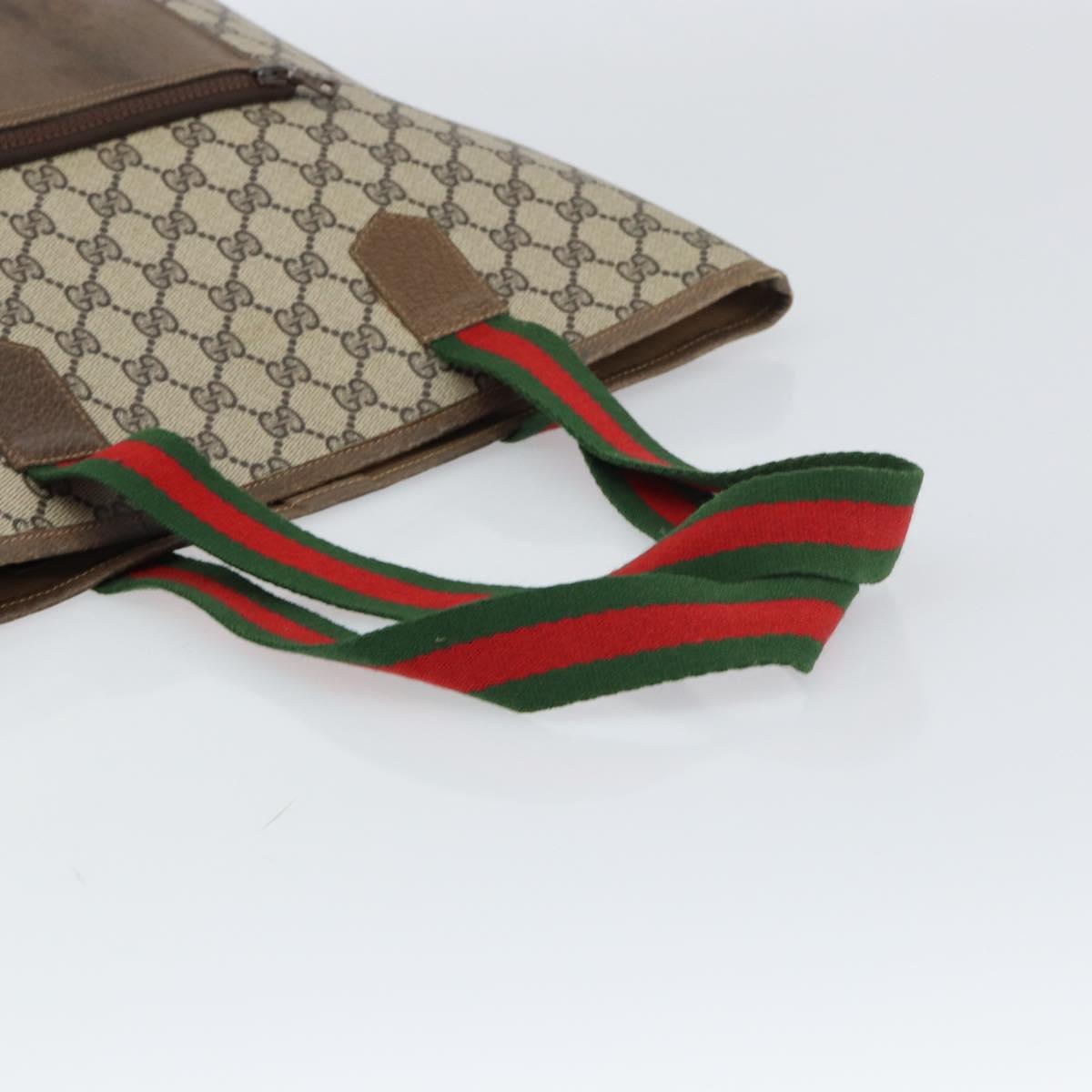 GUCCI GG Supreme Web Sherry Line Tote Bag PVC Beige Red Auth ep12381