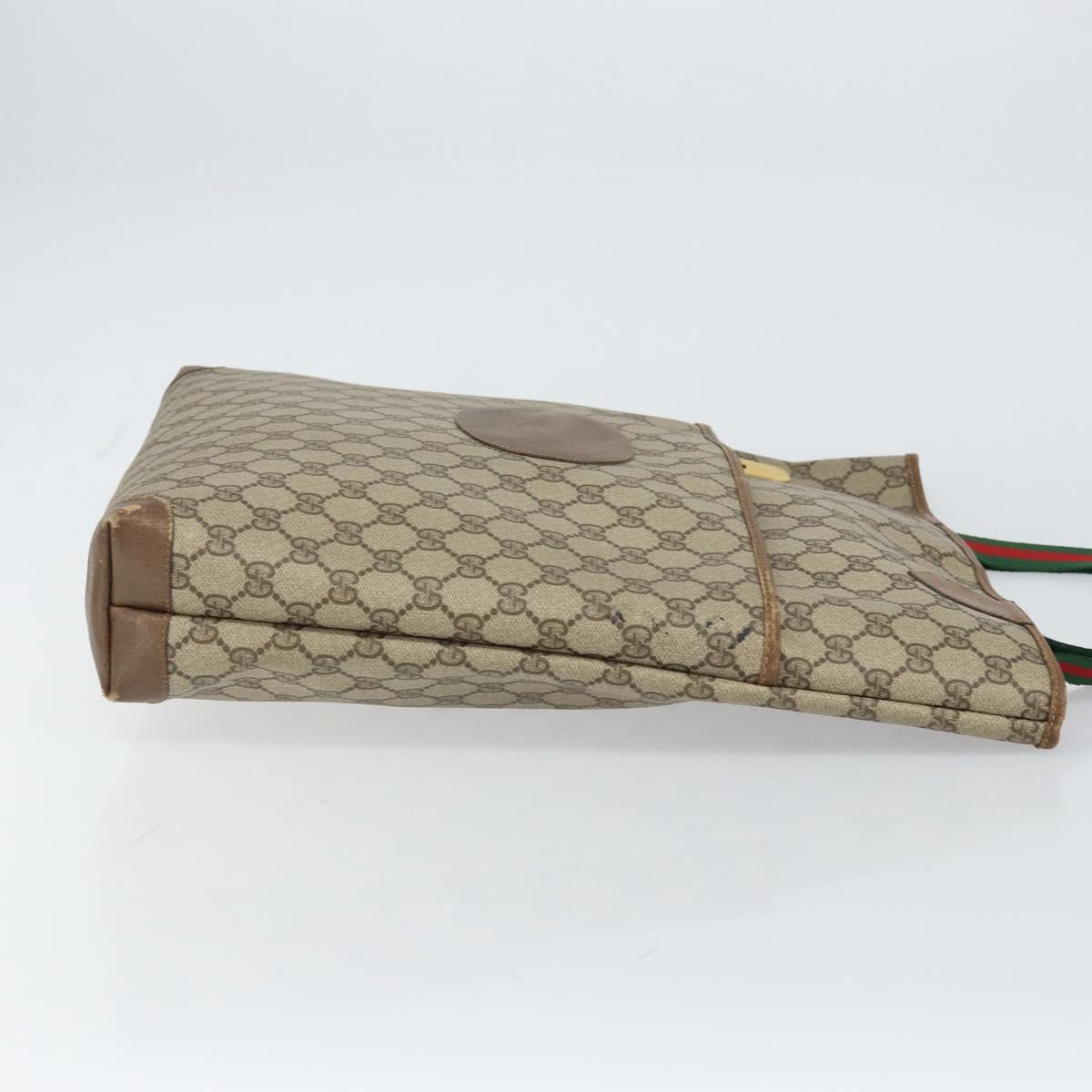 GUCCI GG Supreme Web Sherry Line Bag PVC Beige Red 002 983 0054 Auth ep12384