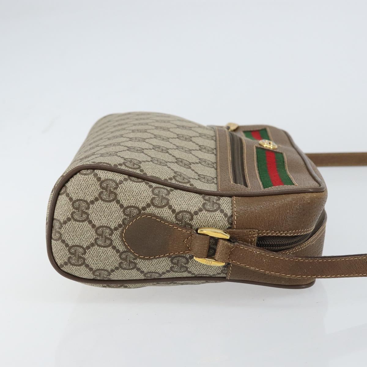 GUCCI GG Supreme Web Sherry Line Bag PVC Beige Gold 56 02 088 Auth ep12386
