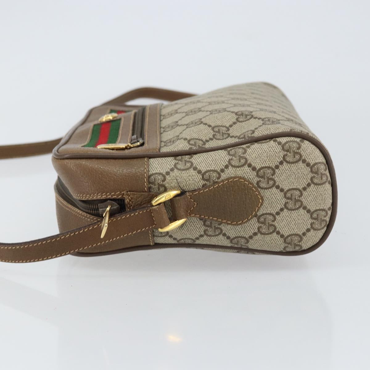 GUCCI GG Supreme Web Sherry Line Bag PVC Beige Gold 56 02 088 Auth ep12386
