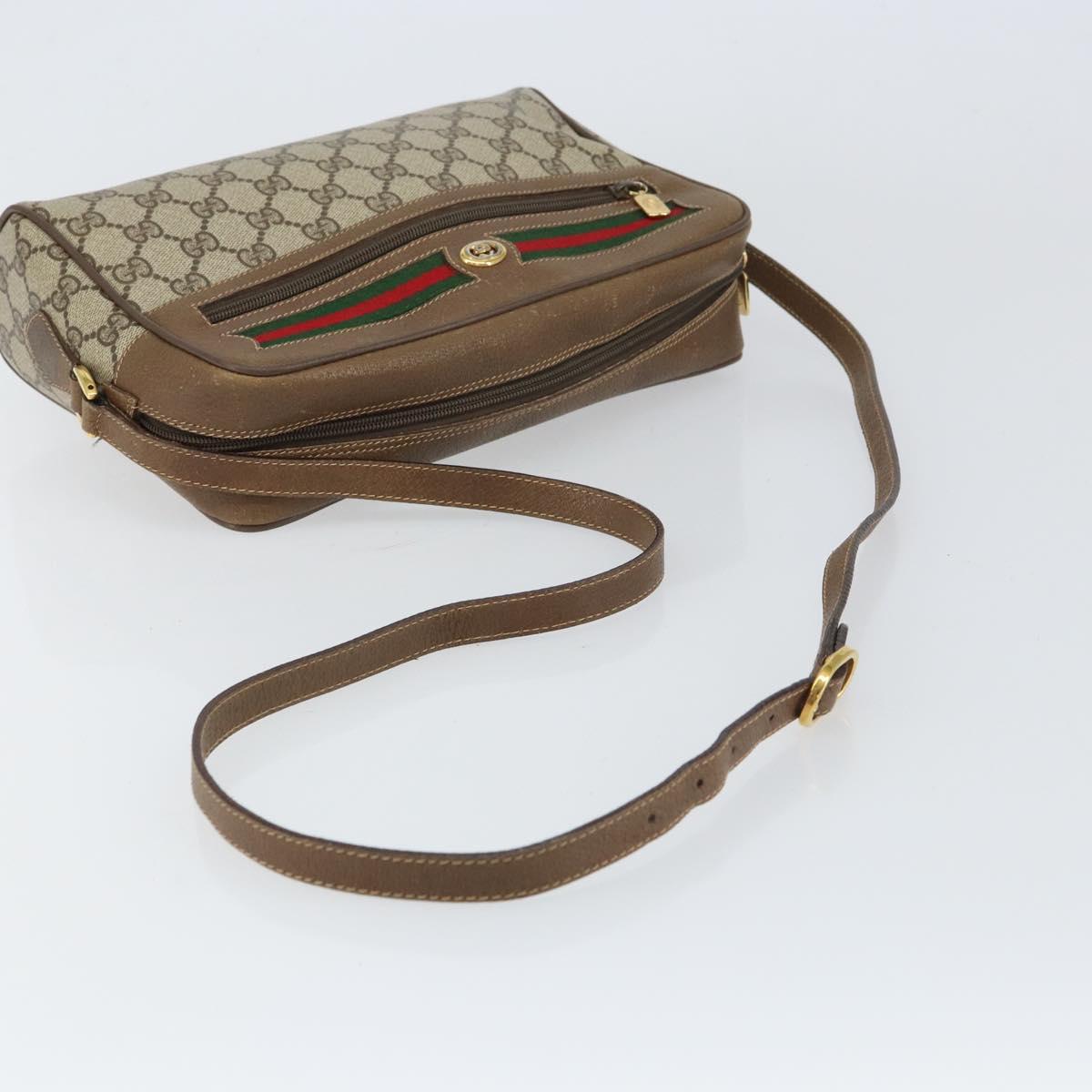 GUCCI GG Supreme Web Sherry Line Bag PVC Beige Gold 56 02 088 Auth ep12386