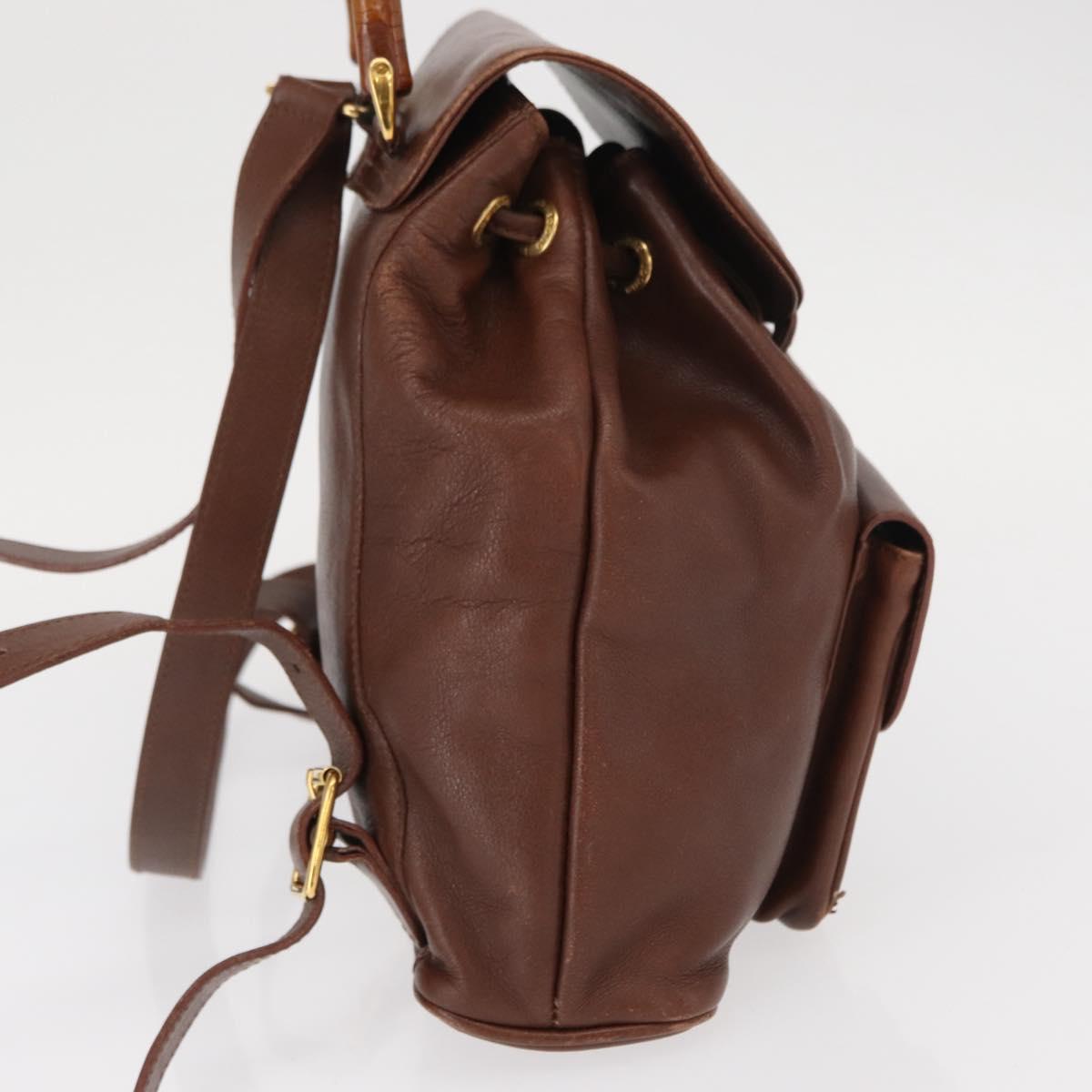 GUCCI Bamboo Backpack Leather Brown Gold 003 3444 0030 Auth ep12390