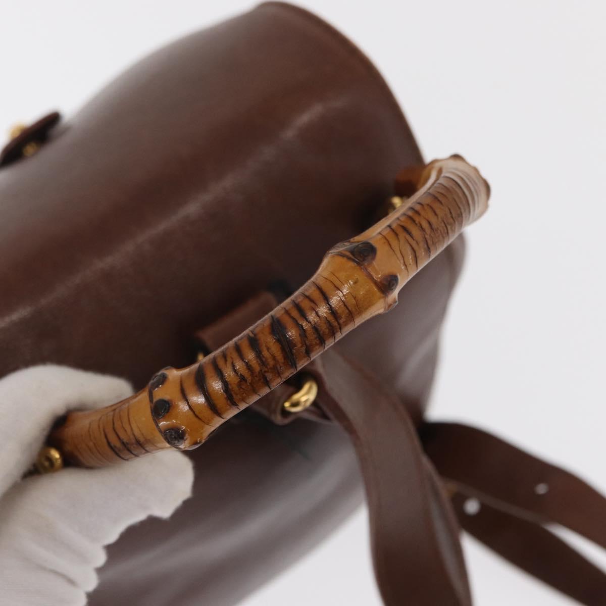 GUCCI Bamboo Backpack Leather Brown Gold 003 3444 0030 Auth ep12390