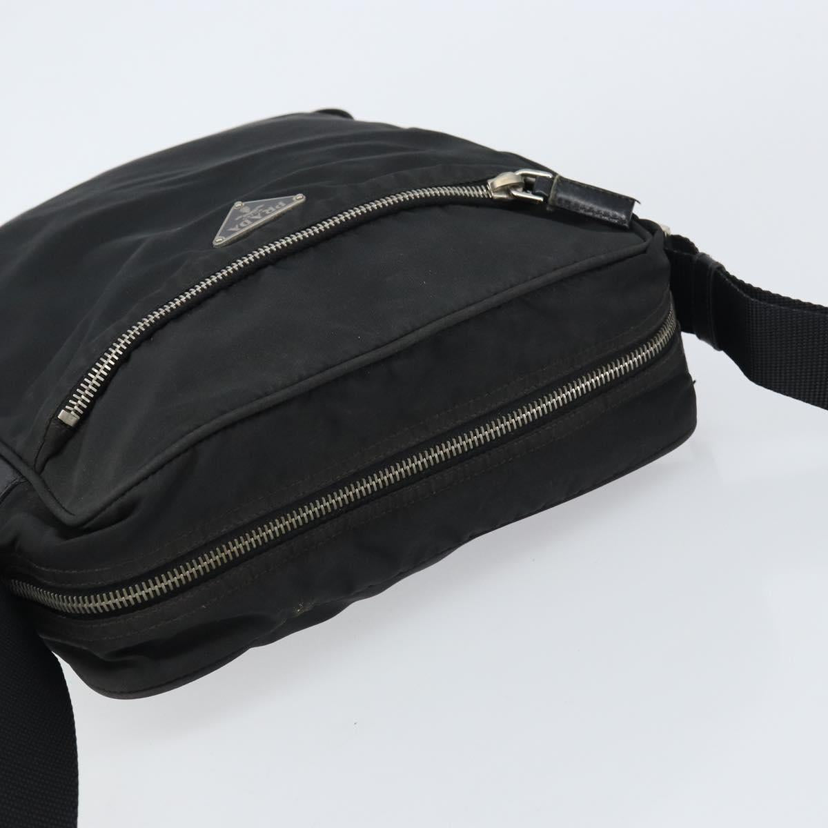 PRADA Shoulder Bag Nylon Silver Black Auth ep12391