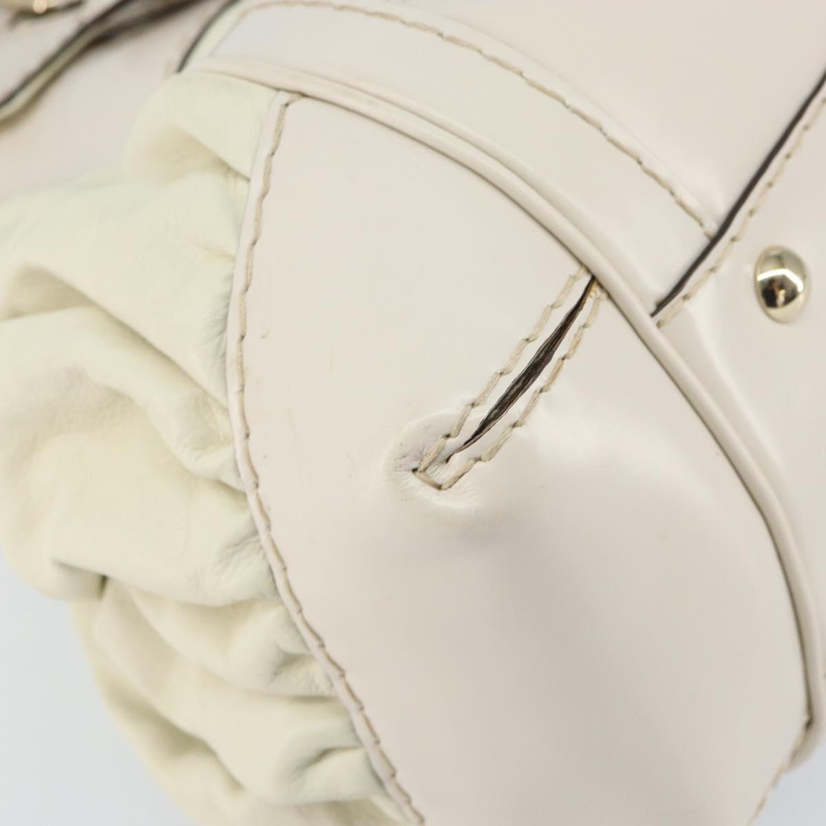GUCCI Hand Bag Leather White Gold 189883 Auth ep12414