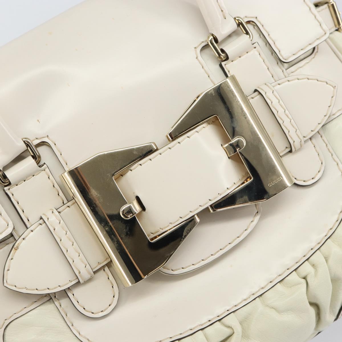 GUCCI Hand Bag Leather White Gold 189883 Auth ep12414
