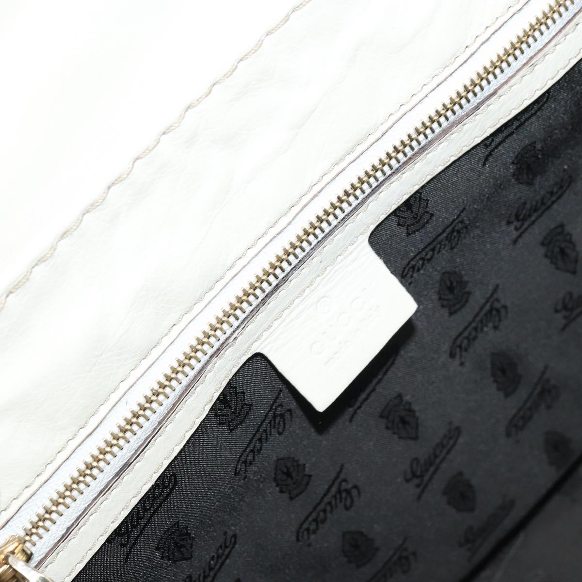 GUCCI Hand Bag Leather White Gold 189883 Auth ep12414
