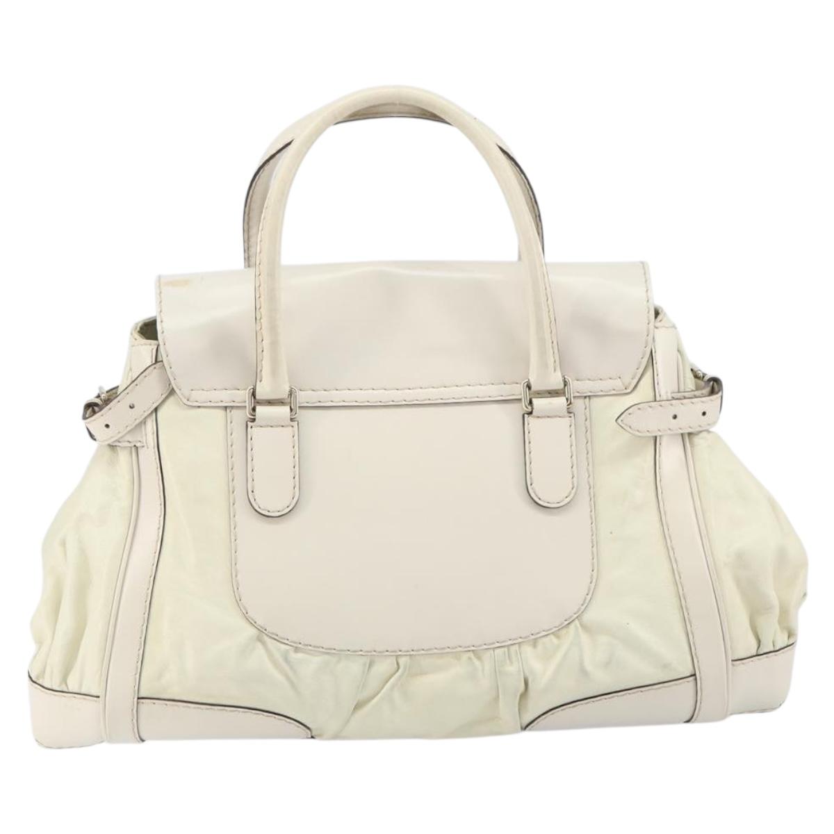 GUCCI Hand Bag Leather White Gold 189883 Auth ep12414