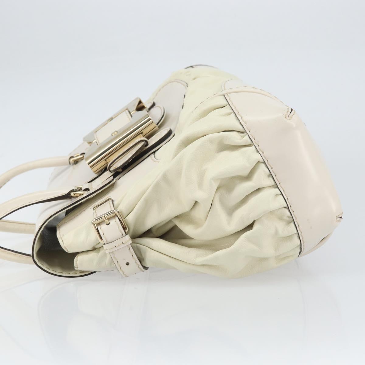 GUCCI Hand Bag Leather White Gold 189883 Auth ep12414