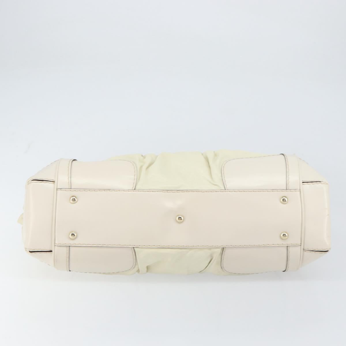 GUCCI Hand Bag Leather White Gold 189883 Auth ep12414