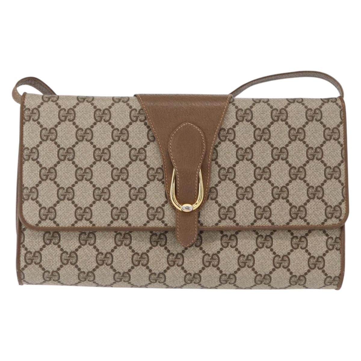 GUCCI GG Supreme Shoulder Bag PVC Beige Gold 904 02 050 Auth ep12421