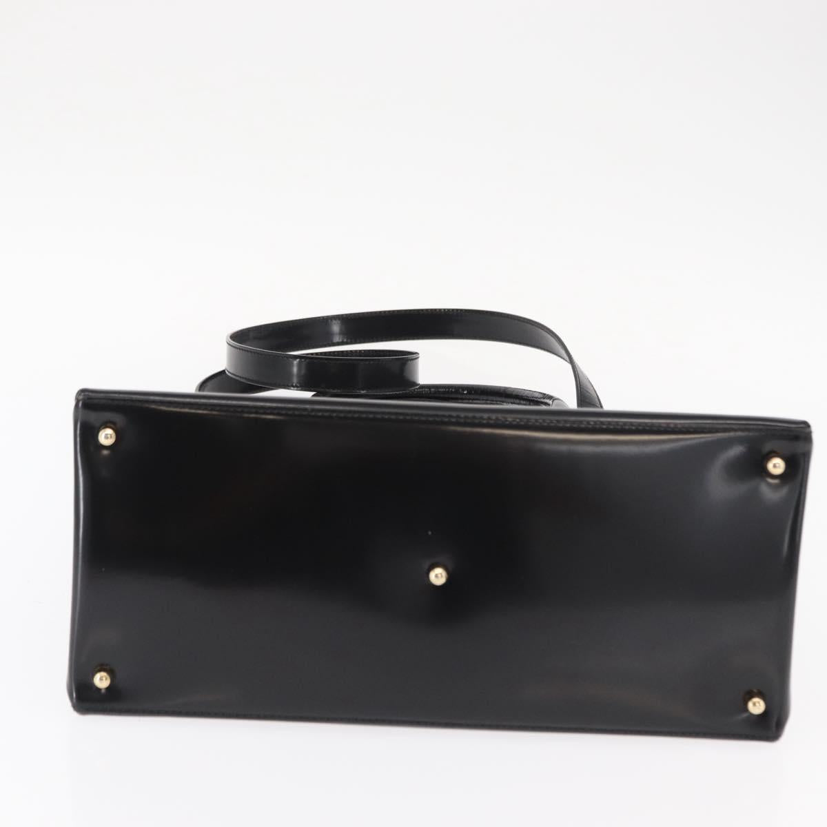 GUCCI Hand Bag Enamel 2way Black Gold 000 1669 0503 Auth ep12427