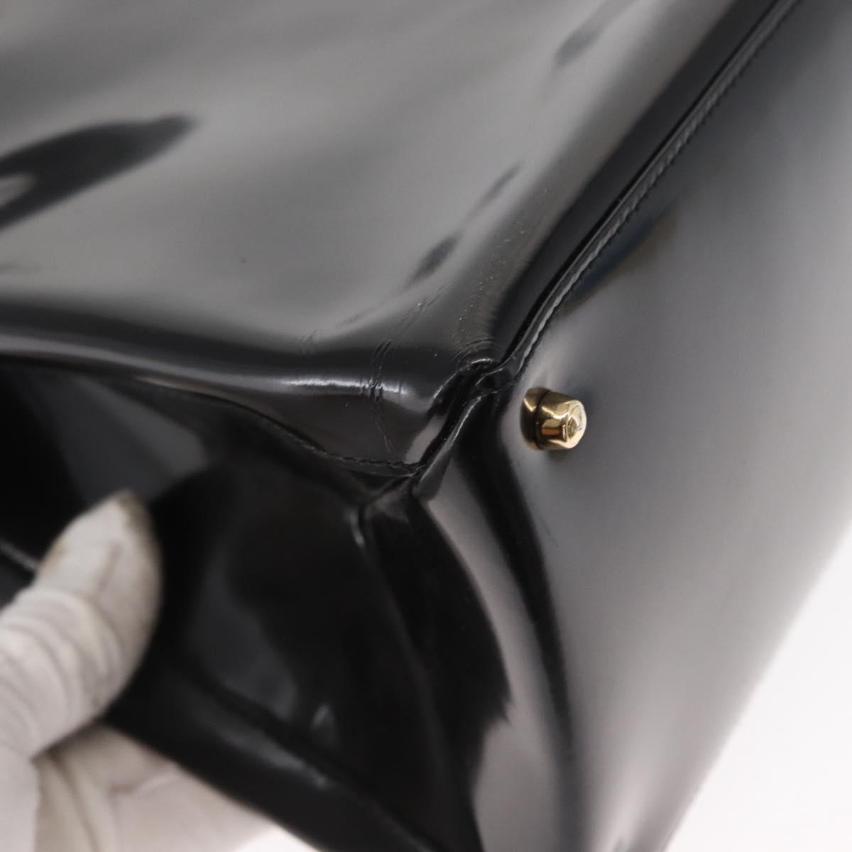 GUCCI Hand Bag Enamel 2way Black Gold 000 1669 0503 Auth ep12427