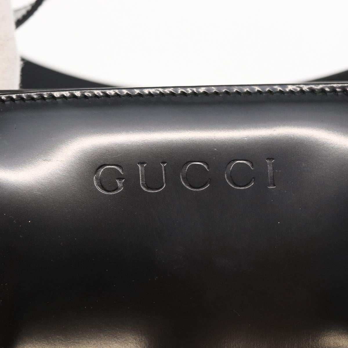 GUCCI Hand Bag Enamel 2way Black Gold 000 1669 0503 Auth ep12427