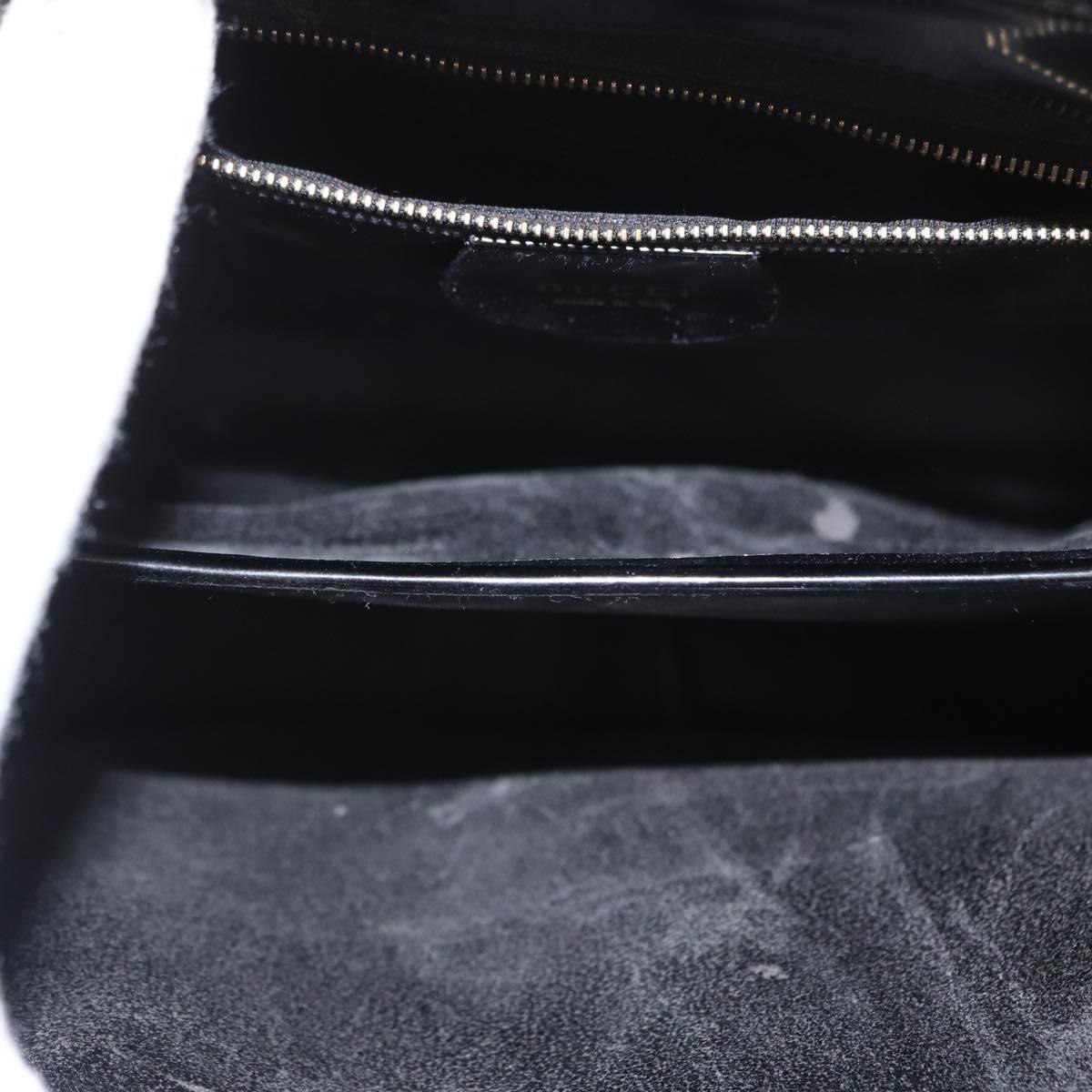 GUCCI Hand Bag Enamel 2way Black Gold 000 1669 0503 Auth ep12427