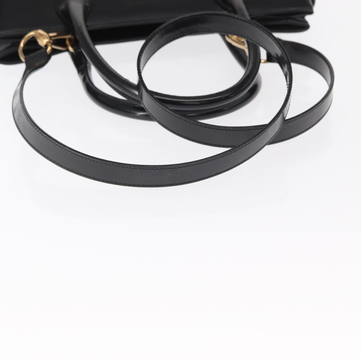 GUCCI Hand Bag Enamel 2way Black Gold 000 1669 0503 Auth ep12427