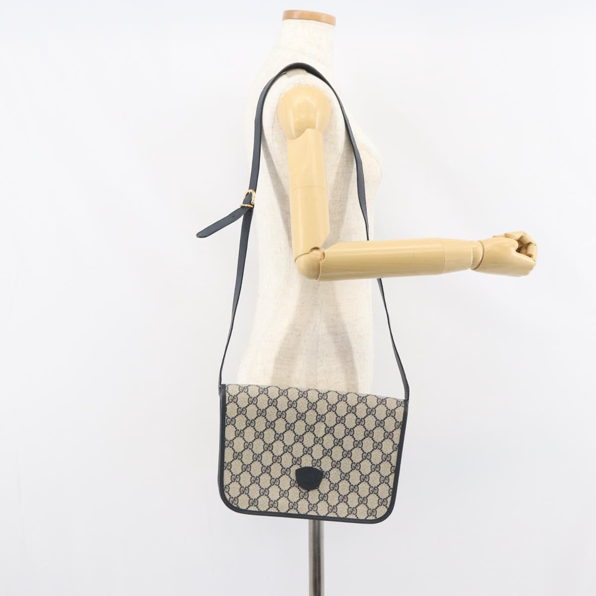 GUCCI GG Supreme Shoulder Bag PVC Navy Gold 001 116 0847 Auth ep12430
