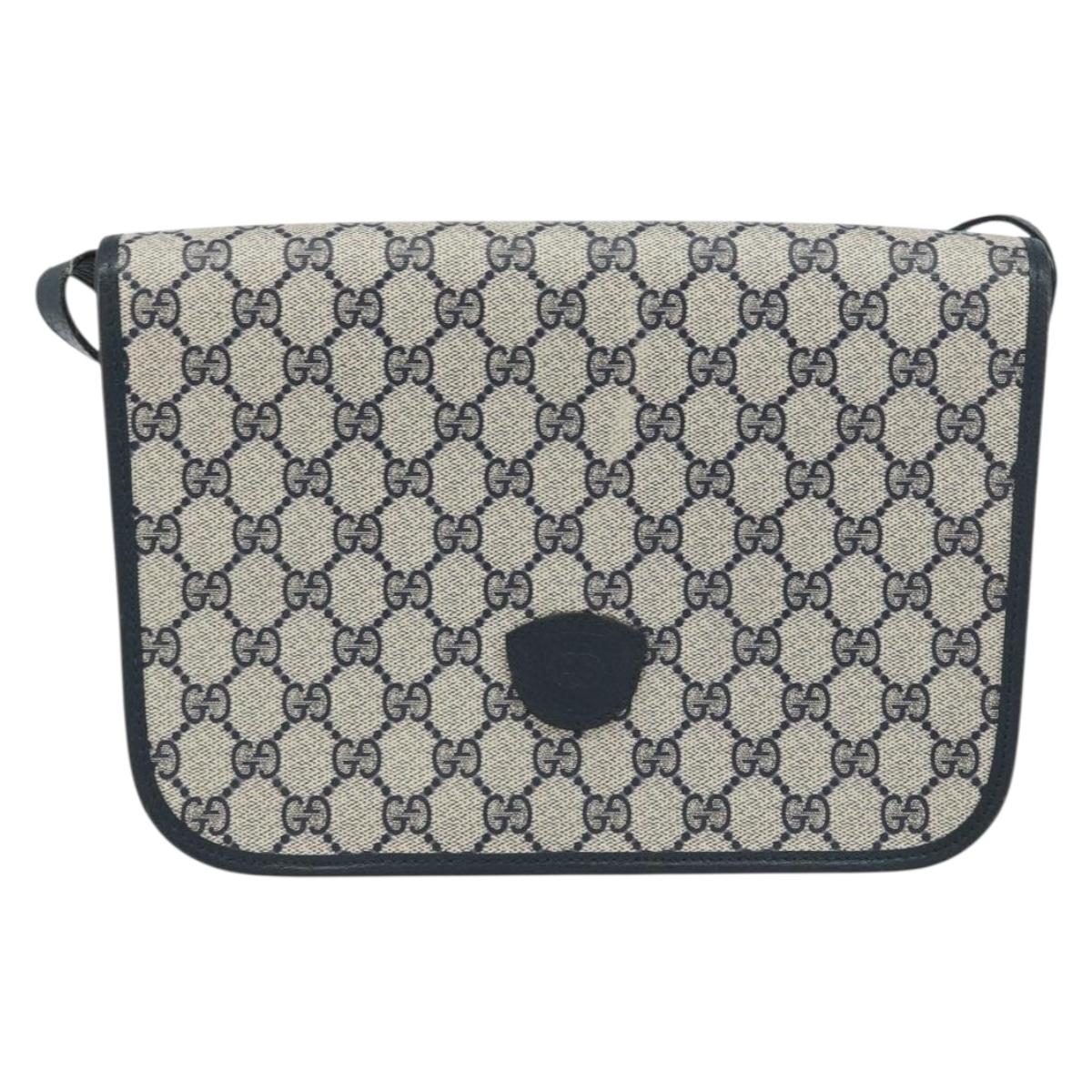 GUCCI GG Supreme Shoulder Bag PVC Navy Gold 001 116 0847 Auth ep12430