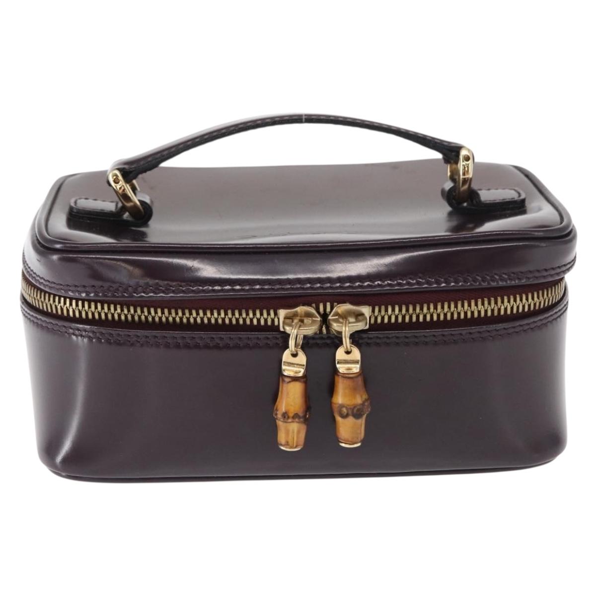 GUCCI Vanity Hand Bag Enamel Purple Gold 032 1956 0151 Auth ep12433