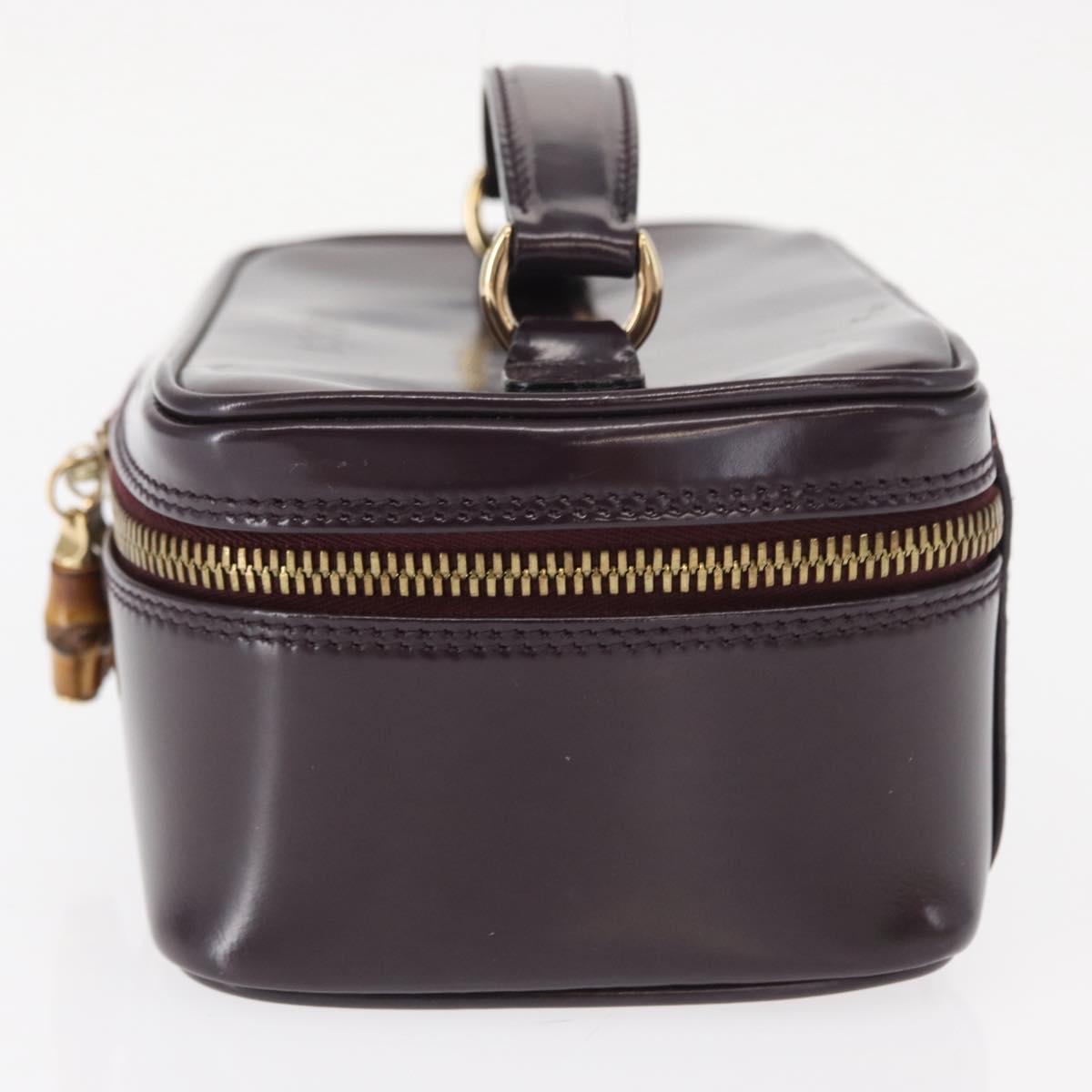 GUCCI Vanity Hand Bag Enamel Purple Gold 032 1956 0151 Auth ep12433
