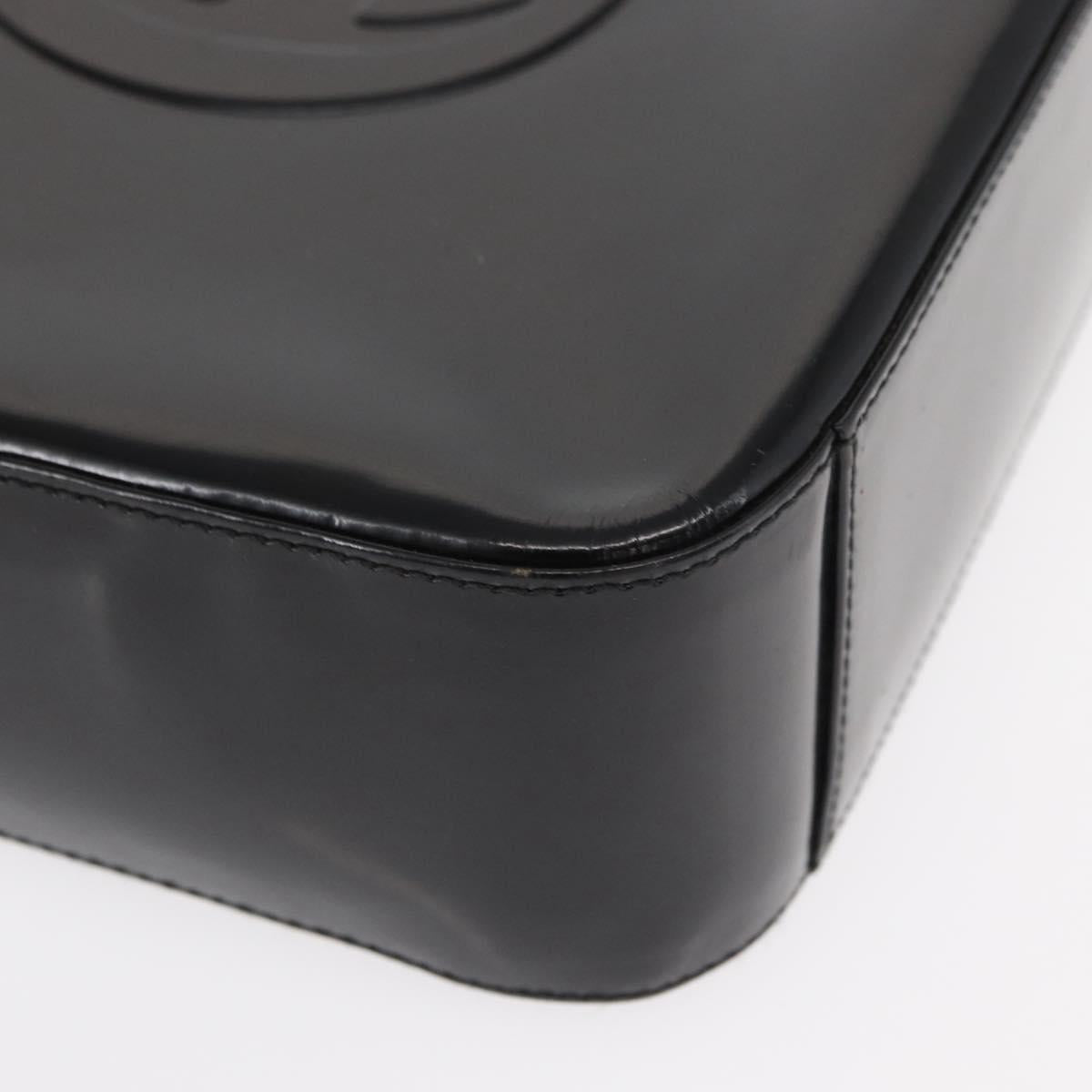 GUCCI Shoulder Bag Enamel Black Auth ep12438
