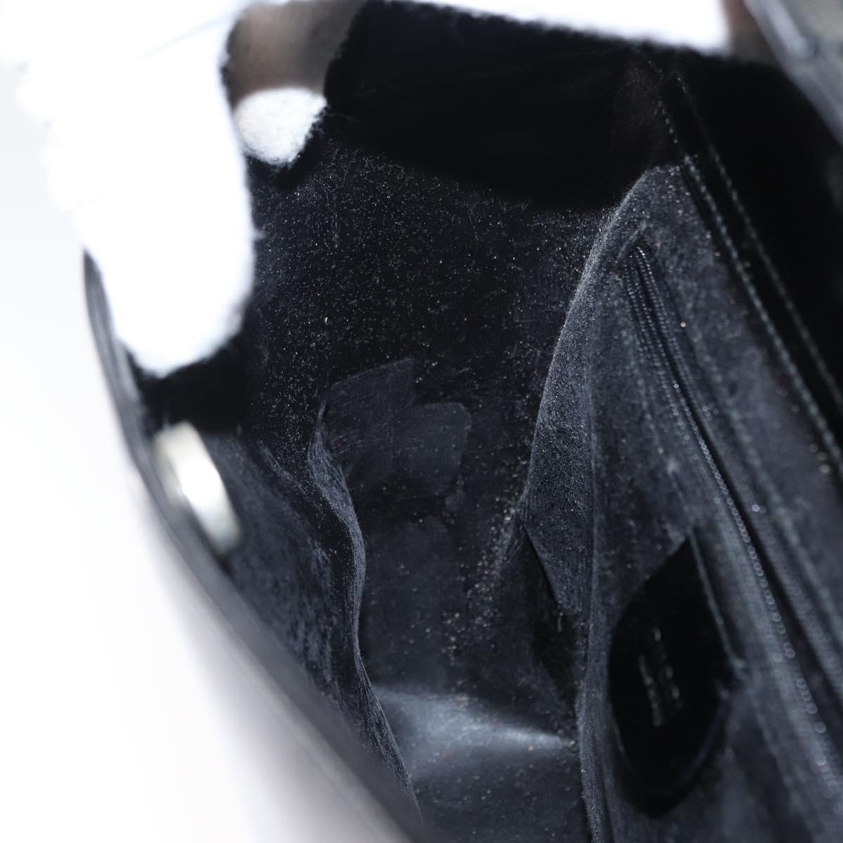 GUCCI Shoulder Bag Enamel Black Auth ep12438