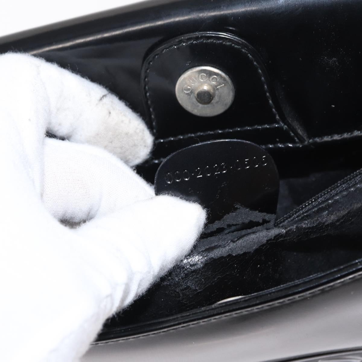 GUCCI Shoulder Bag Enamel Black Auth ep12438