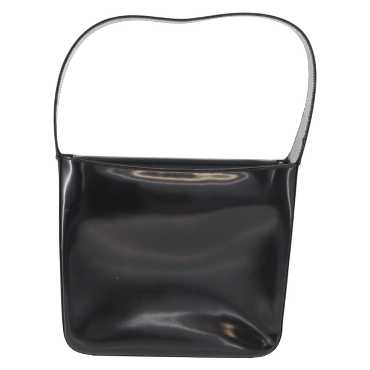 GUCCI Shoulder Bag Enamel Black Auth ep12438