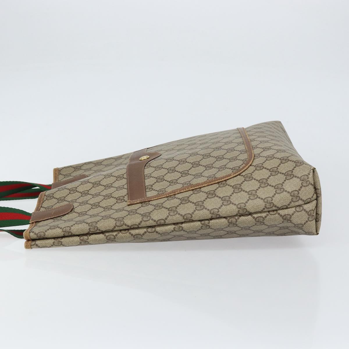 GUCCI GG Supreme Web Sherry Line Tote Bag PVC Beige Red 89 02 003 Auth ep12439