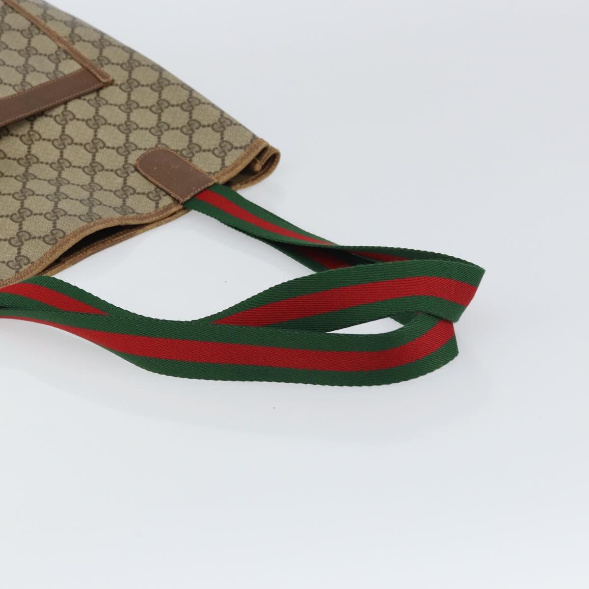 GUCCI GG Supreme Web Sherry Line Tote Bag PVC Beige Red 89 02 003 Auth ep12439