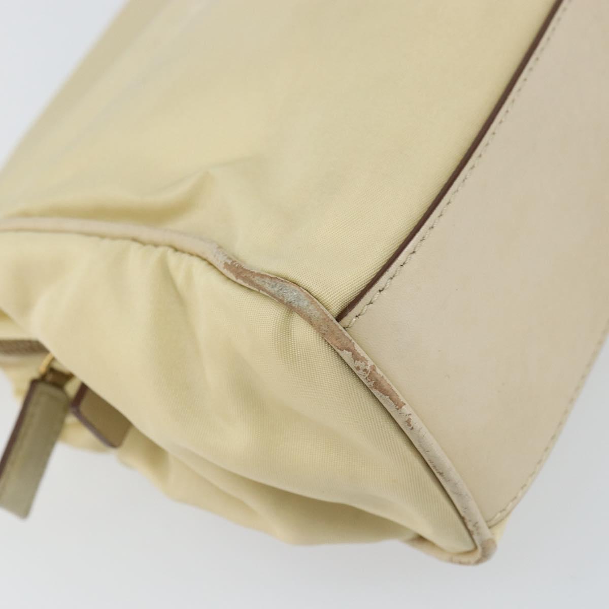 PRADA Shoulder Bag Nylon Beige Gold Auth ep12445