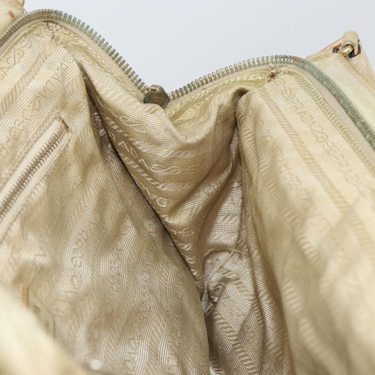 PRADA Shoulder Bag Nylon Beige Gold Auth ep12445