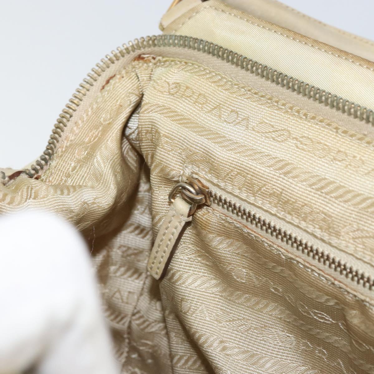 PRADA Shoulder Bag Nylon Beige Gold Auth ep12445