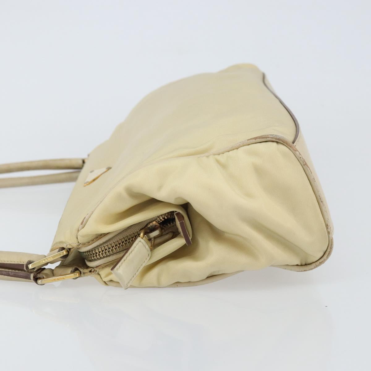 PRADA Shoulder Bag Nylon Beige Gold Auth ep12445